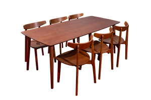 Juego de Comedor Moderno de Lujo Kanadel para 6 Personas, Madera de Fresno Marrón, Bambú, para Casa, Apartamento, Hotel, Restaurante, Sala de Estar, Muebles TACASA - Product Image 4