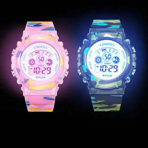 LED <b>Digital</b> Watches for Kids Resin or Plastic Band Material Water Resistant (5ATM) Stop Watch Alarm & <b>Calendar</b> Features - Product Image 4