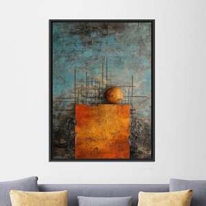 Modern Industrial Decor: Printed Canvas Art with Abstract Sphere & Lines,<b>BLACK</b> <b>FRAMED</b> CANVAS - Product Image 1