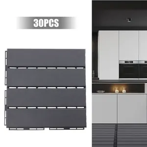 Azulejos de cubierta entrelazados modernos de 12 "X 12", paquete de 30 azulejos de suelo de Patio interior/exterior gris oscuro, Material de plástico liso de Acacia - Product Image 1