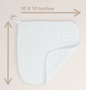Lot de 6 lingettes lavables en mousseline de coton biologique à six couches personnalisées pour bébé – Motif uni blanc avec impression blanchie - Product Image 2
