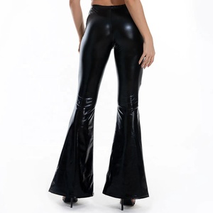 Pantalones anchos metálicos brillantes para mujer, pantalones plateados con purpurina, cintura alta, corte recto, sexys, para discoteca. - Product Image 3