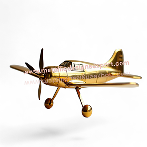 Élégant modèle d'avion en métal doré réplique vintage détaillée pour décoration de maison et de bureau sculpture en aluminium de qualité supérieure - Product Image 4
