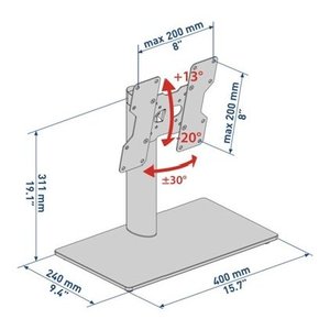 Soporte de TV para Piso Meliconi 480808 Negro, VESA 200 x 200, Capacidad 20 kg, para Pantallas de 100-200 cm y Separadores de Ambientes - Product Image 6