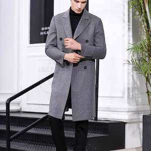 เสื้อแจ๊กเก็ตแนวยาวสำหรับผู้ชายอินเทรนด์มีกระดุมด้านหน้าเสื้อโค้ทยาวเรียบง่ายและทันสมัย - Product Image 5