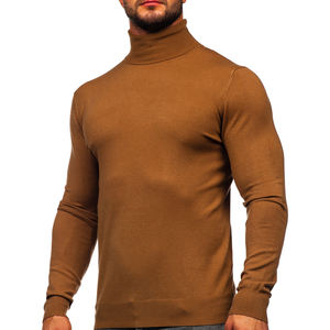 Suéter de Cuello Alto para Hombre, de Punto, Forrado, de Manga Larga, Cálido para Otoño, Anti-Pilling, Ajuste Regular, Poliéster Liso, al por Mayor - Product Image 3