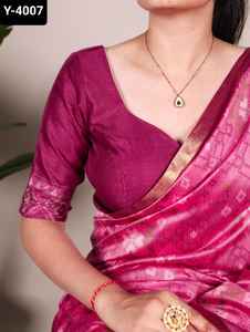 เสื้อผ้าพื้นเมืองอินเดียผ้าแจ็คการ์ดพิมพ์ลายปาโตลาสำหรับผู้หญิงชุดเสื้อผ้าสำหรับใส่ทำงานทอจากซารี - Product Image 4