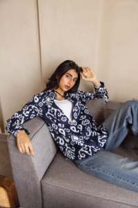 2025 nuevo estilo de impresión 100% camisa con estampado de bloque de algodón para mujer Camisas de moda cintura camisa de estilo de manga completa - Product Image 4