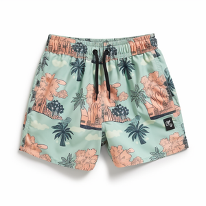 กางเกงว่ายน้ำสำหรับผู้ชายกางเกงขาสั้นชายหาดสีทึบแบบลำลองยืดได้4ทางระบายอากาศได้ดีกันยับ - Product Image 5