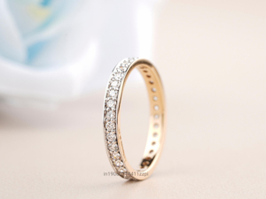Bague de mariage en diamant de laboratoire de coupe ronde pour femmes ensemble de canaux éternité Micro pavé anneau assorti élégant cadeau d'anniversaire pour femme - Product Image 2