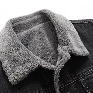 Best Quality Design Canvas Stand Collar <b>Fur</b> <b>Lined</b> Reversible Waterproof Custom Casual Winter Men Jeans <b>Jacket</b> - Product Image 6