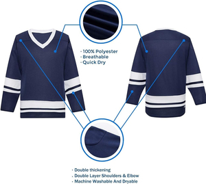 Vente en gros de maillots de hockey sur glace personnalisés qualité supérieure polyester durable séchage rapide vêtements d'équipe professionnels commande OEM avant bienvenue - Product Image 3