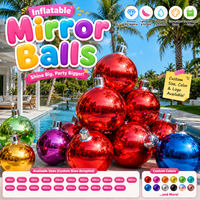 Grandes sphères gonflables décoratives de Noël, ballons miroir brillants, grandes boules miroir holographiques en PVC gonflables pour la décoration