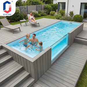 สระว่ายน้ำทรงสี่เหลี่ยมผืนผ้าใยแก้วหนา ทนทาน ป้องกันรังสียูวี ติดตั้งง่าย พร้อมบันไดนิรภัย - Product Image 1