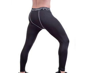 ชุดโยคะกีฬาขายส่ง เสื้อผ้ากีฬาผู้ชายคุณภาพสูง ระบายอากาศ แห้งเร็ว กันน้ำ กางเกงเลกกิ้งรัดรูปพิมพ์โลโก้ที่เอว - Product Image 3