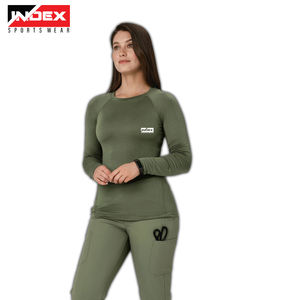 Tops médicos Scrubs, ropa interior sólida de manga larga para mujer, mangas largas con logotipos personalizados - Product Image 6