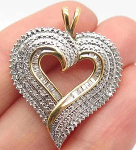 Pendentif en forme de cœur, magnifique moissanite, argent sterling plaqué or 14 carats, style hip-hop, personnalisé, anniversaire, Saint-Valentin - Product Image 3