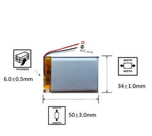 Batería de Litio NTC de <span class=keywords><strong>3</strong></span> Cables y 10K, <span class=keywords><strong>3</strong></span>.7V 1200mAh, Alta Capacidad, Recargable, para Altavoz MP3, 603450 - Product Image 1