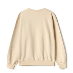 Unisex Beige Cotton Blended Fleece Sweatshirt Custom Oversized Pullover Crewneck Plain Streetwear Casual <b>Warm</b> Winter <b>Jumper</b> - Product Image 2