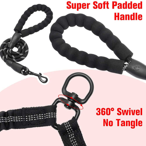 Corde tressée sans enchevêtrement double sécurité antidérapante trois <span class=keywords><strong>Triple</strong></span> pivotant haute couleur noire laisse de chien en Nylon <span class=keywords><strong>avec</strong></span> pince poignée en caoutchouc - Product Image 6