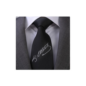 Corbata Negra Personalizada de Poliéster con la Firma de Mustafa Kemal Atatrk en Caja de Regalo - Formal de Lujo - Product Image 1