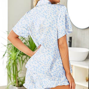 ชุด2ชิ้นคุณภาพสูงใส่สบายของผู้หญิงชุดนอนกางเกงขาสั้นลายพื้นชุดเสื้อผ้าใส่นอนไซส์ใหญ่พิเศษสำหรับฤดูร้อนตามสั่ง - Product Image 3