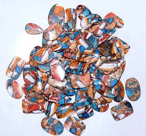 AAA + พลอยหอยนางรมหนามธรรมชาติทำจากทองแดงเทอร์ควอยซ์ทรงหลวมอัญมณีละเอียดขนาดฟรีไซส์ - Product Image 1