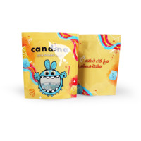Emballage alimentaire personnalisé en PE imprimé, pochette souple réutilisable avec fermeture éclair, pour bonbons, gommes et chewing-gums, avec fenêtre transparente