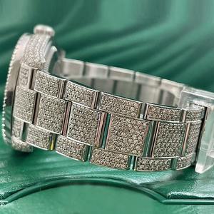 Alta demanda de acero inoxidable Ice Blue String Lab Grown Diamond Dial Full Iced Out Relojes disponibles a un precio asequible - Product Image 4