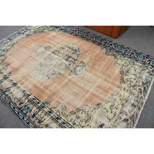 Alfombra de 6.2x8.5 pies, Alfombra Turca Vintage Grande, Alfombra de Lana Azul - Product Image 3