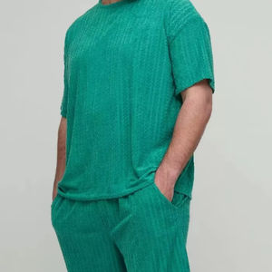 High Quality Plus Oversized <b>Towelling</b> Jacquard <b>Short</b> Tracksuit Premium Quality Breathable Casual Wear Pullover Tracksuit For <b>Men</b> - Product Image 1