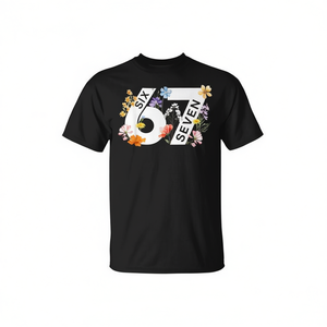T-shirt con numero 67 per il 67° compleanno a tema floreale, personalizzabile, promozionale - Product Image 2