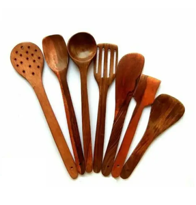 ชุดช้อนไม้สไตล์โมเดิร์นปลอดสารพิษ, เครื่องใช้ในครัวเป็นมิตรกับสิ่งแวดล้อมงานทำมือระดับพรีเมี่ยมชุดช้อนไม้ไผ่สำหรับทำอาหารกลางแจ้ง - Product Image 1