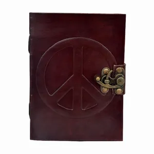 Celtic Brown Leather Journal Tagebuch Instagram Fotoalbum mit Büttenpapier Notizbuch Peace of Sign Note Book