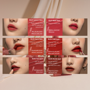 Brillant à lèvres en velours double couche noir rouge coréen DL03 formule gel hydratante de qualité longue durée produit de maquillage de qualité supérieure - Product Image 6