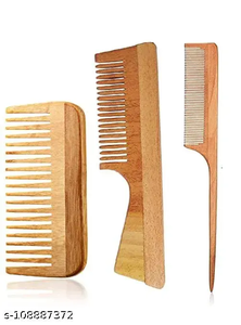 Peigne à dents larges en bois de neem de qualité supérieure anti-pelliculaire contrôle de la croissance et des chutes des cheveux fabriqué en Inde - Product Image 2