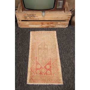 พรมวินเทจสไตล์ตุรกี ขนาด 1.6x3.2 ฟุต พรมขนาดเล็ก พรมสีบรอนซ์ พรมลายเรขาคณิต - Product Image 1