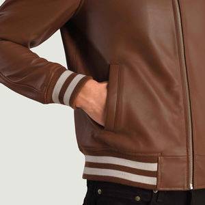 2025 nouveau Style hommes en cuir d'agneau véritable Bomber veste classique décontracté vêtements d'hiver avec fourrure de mouton - Product Image 5