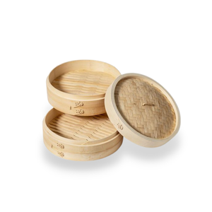 Vente en gros au Vietnam de paniers vapeur ronds en bambou biologique de qualité supérieure avec logo personnalisé à 2 niveaux mini cuiseur vapeur en bambou à 2 niveaux avec couvercle - Product Image 1