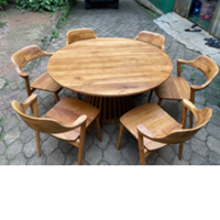 Ensemble de salle à manger de restaurant de cuisine minimaliste ensemble de tables rondes et de 6 chaises ensemble de salle à manger haut en bois naturel pour la maison