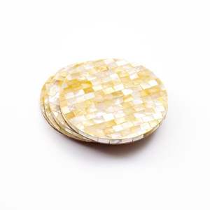 Latest Design Mother of Pearl Inlay Coaster <b>Set</b> New Design Round Flat <b>for</b> Coffee <b>Tea</b> Cup <b>for</b> Attractive Dinnerware on <b>Sale</b> - Product Image 2