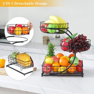 3 Tier Fruit <b>Basket</b> <b>for</b> Kitchen, Metal Wire Fruit Bowl <b>for</b> Kitchen Counter Detachable Fruit Vegetables Storage <b>Basket</b> Holder - Product Image 2