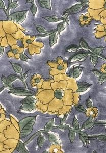 Tela con Estampado Floral Amarillo Vintage sobre Gris, Estampado Botánico Vintage Francés e Inglés - Product Image 2