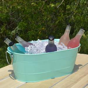 Enfriador de vino ovalado de Metal galvanizado Cerveza Vino Hielo y bebidas Cubo portátil para fiestas Bar Ware Cubo de hielo de champán - Product Image 5