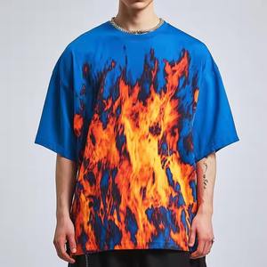 Camiseta de verano de gran tamaño para hombre con gráfico de llama 100% algodón Hip Hop Streetwear camiseta de verano de moda - Product Image 5