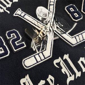 Nouvelle veste de baseball à la mode serviette en cuir de haute qualité avec broderie veste universitaire Letterman noire décontractée personnalisée pour hommes collège - Product Image 5