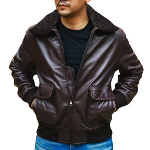 Chaqueta de Cuero Marrón Vintage con Acabado Desgastado para Hombre, Estilo Motero Retro, Cuello Alto con Capucha - Product Image 1