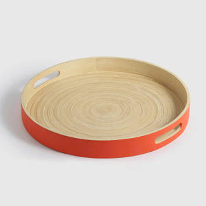 Bandeja Redonda de Bambú Hilado de Colores, Juego de Aperitivos Hecho a Mano para Hotel, Restaurante, Buffet y Comedor en Casa - Product Image 3