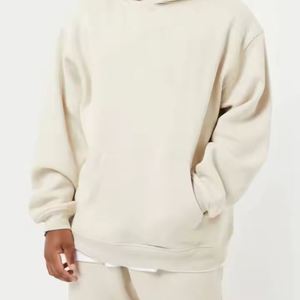 80% coton 20% polyester épaules tombantes pull style décolleté croisé ourlet et poignets flocons d'avoine sweat à capuche surdimensionné - Product Image 6