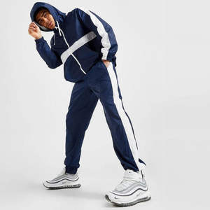 Ensemble de survêtement coupe-vent pour adultes, fermeture éclair, manches longues, streetwear, polyester/nylon uni, automne, capuche, cordon de serrage, fermeture rapide - Product Image 4